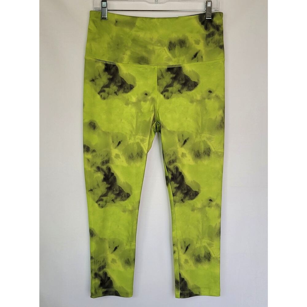 VOGO Athletica High-Waisted Green Black Tie-Dye Cropped Capri Leggings Womens L - Picture 1 of 8
